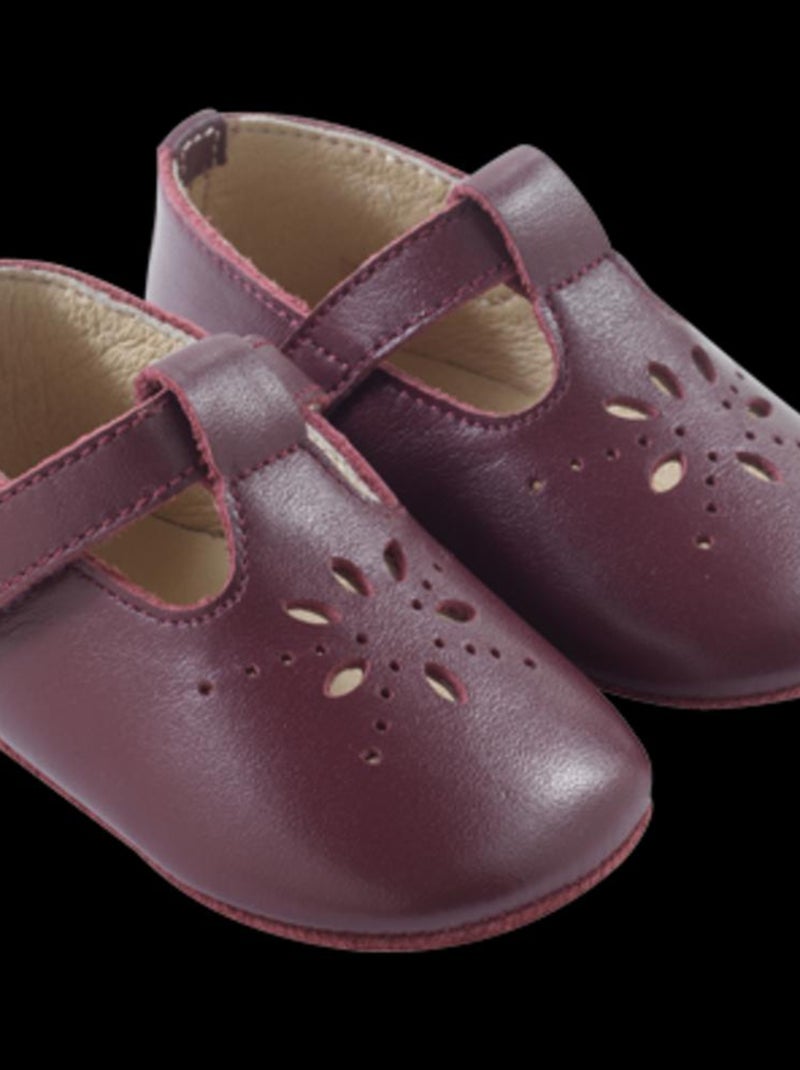 Chaussures bébé cuir souple Salomé Rouge bordeaux - Kiabi