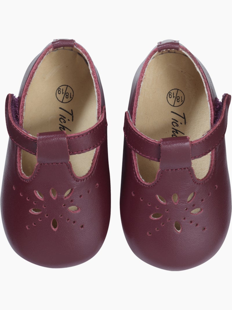 Chaussures bébé cuir souple Salomé Rouge bordeaux - Kiabi