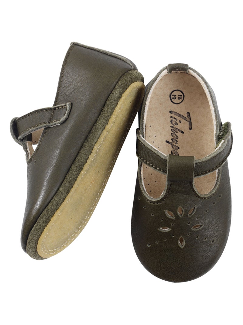 Chaussures bébé cuir souple Salomé Vert - Kiabi