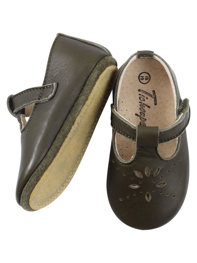 Chaussures bébé cuir souple Salomé Vert - Kiabi