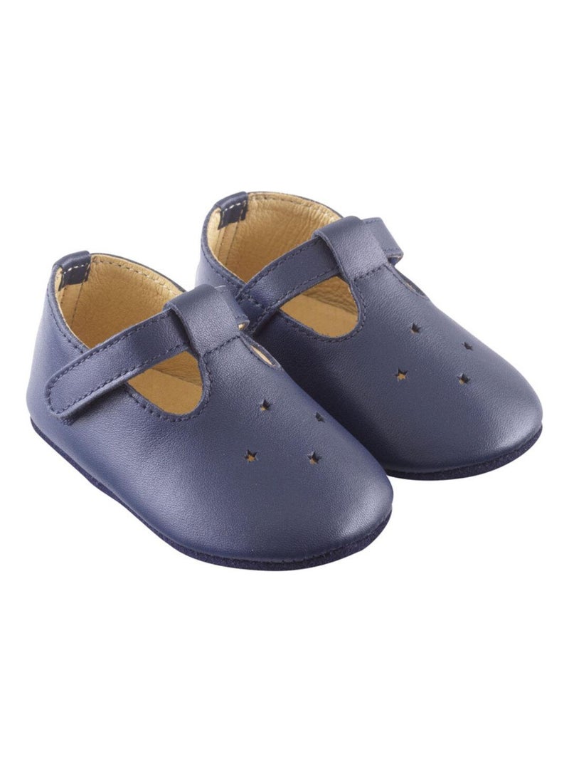 Chaussures bébé cuir souple Star Bleu marine - Kiabi