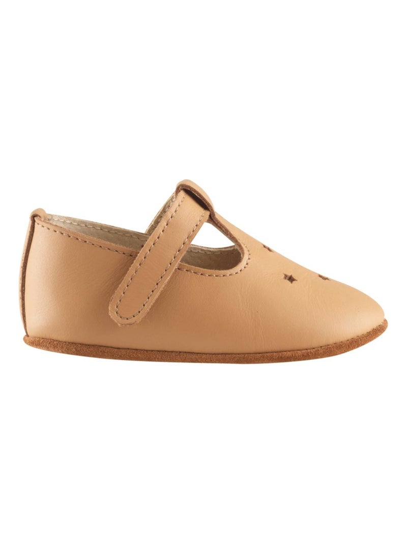 Chaussures bébé cuir souple Star Marron clair - Kiabi