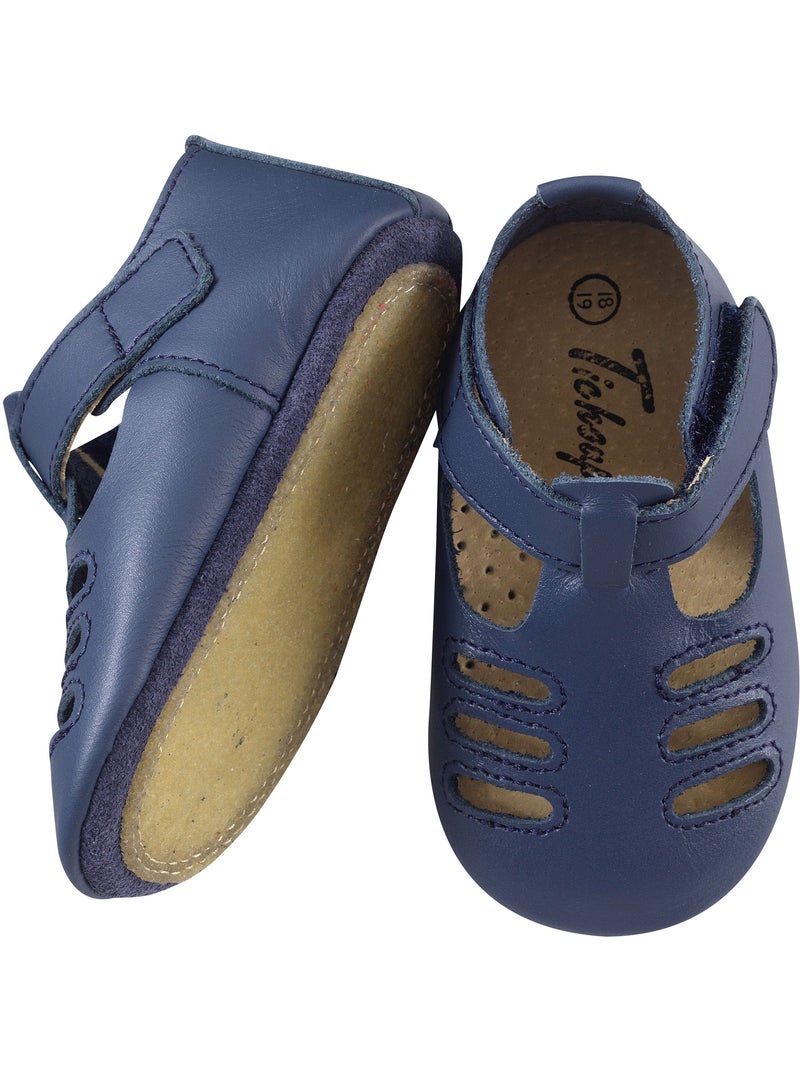 Chaussures bébé cuir souple Tibilly Bleu - Kiabi