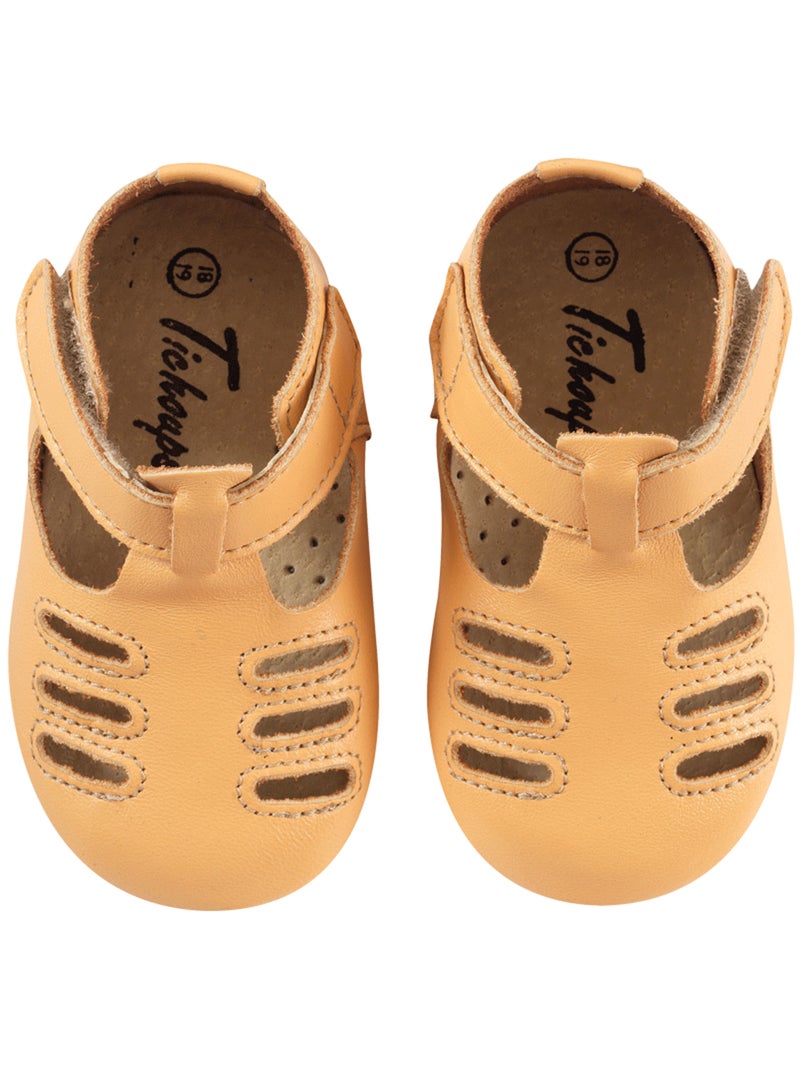 Chaussures bébé cuir souple Tibilly Jaune - Kiabi
