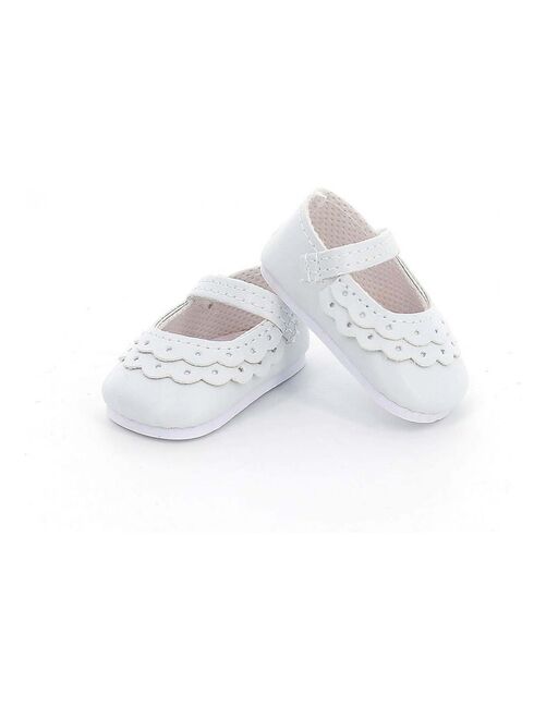 Chaussures blanches à bride avec dentelle pour poupée 34 cm - Kiabi