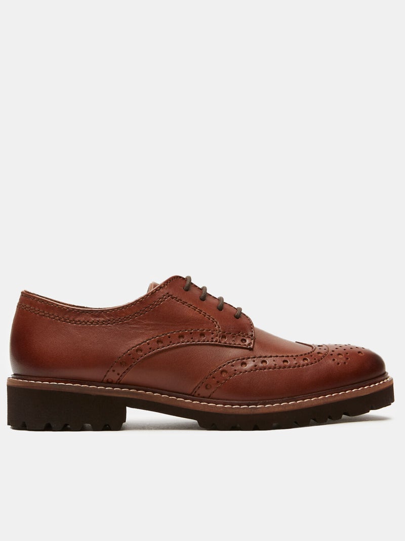 Chaussures brogue en cuir semelles crantées BATA Bronze - Kiabi