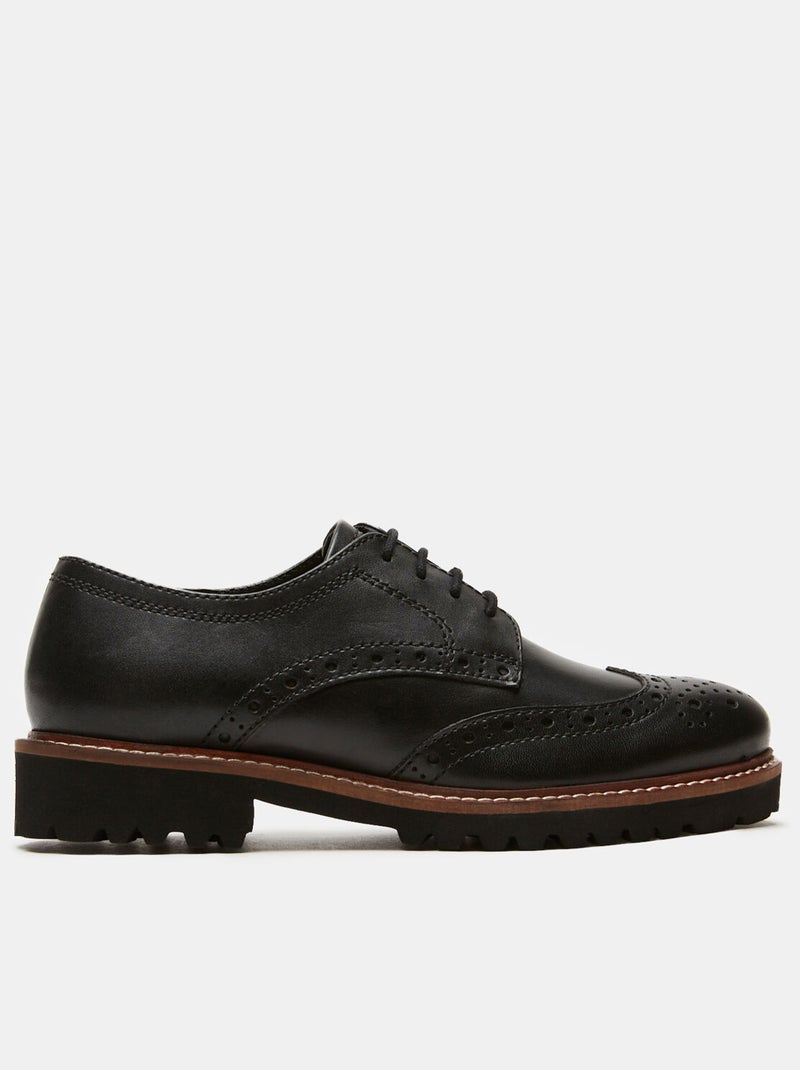 Chaussures brogue en cuir semelles crantées BATA Noir - Kiabi