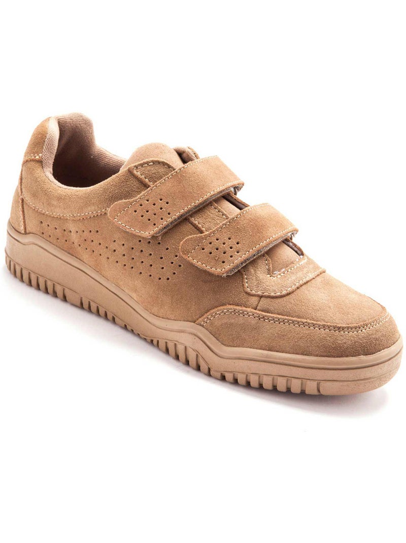 Chaussures cuir à scratch extra-larges - PEDICONFORT Camel - Kiabi