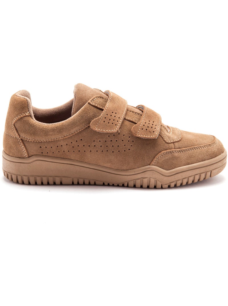 Chaussures cuir à scratch extra-larges - PEDICONFORT Camel - Kiabi