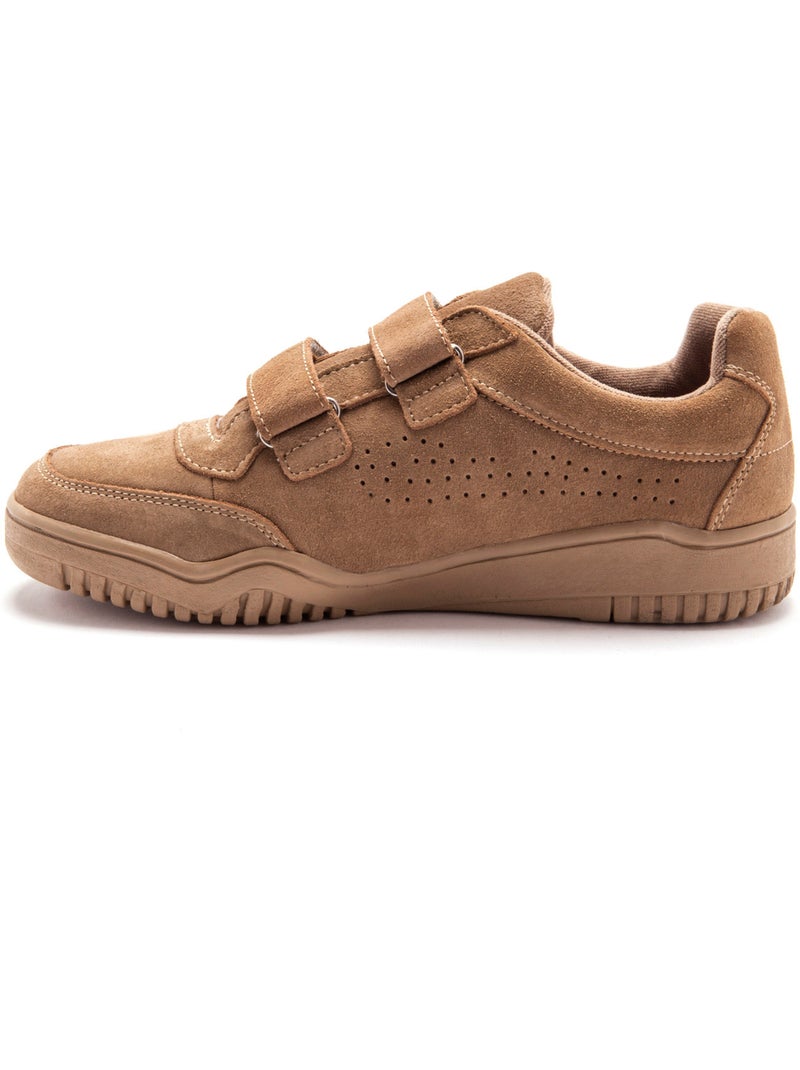 Chaussures cuir à scratch extra-larges - PEDICONFORT Camel - Kiabi