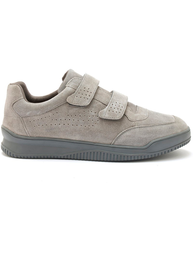 Chaussures cuir à scratch extra-larges - PEDICONFORT Gris - Kiabi