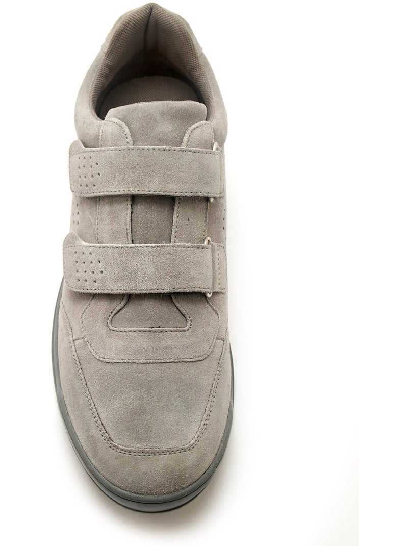 Chaussures cuir à scratch extra-larges - PEDICONFORT Gris - Kiabi