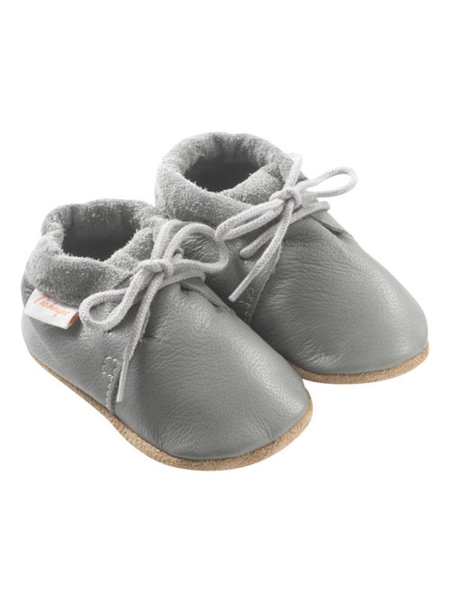 Chaussures cuir bébé Tilou grise - Kiabi