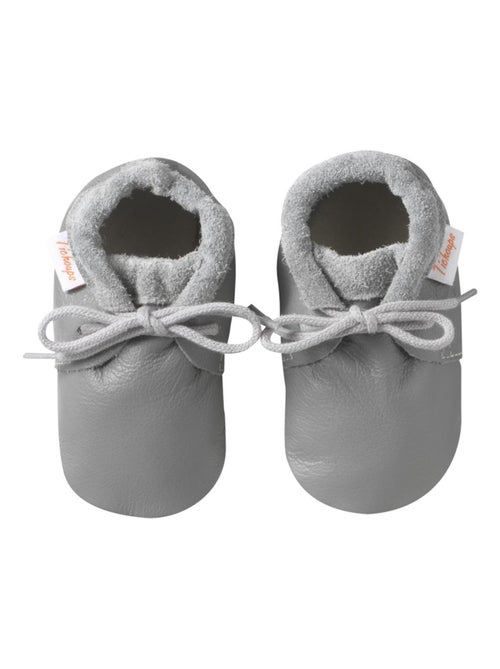 Chaussures cuir bébé Tilou grise - Kiabi