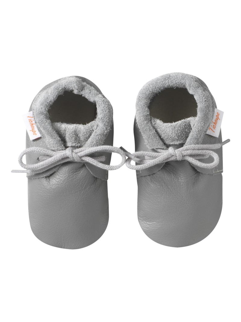 Chaussures cuir bébé Tilou grise Gris - Kiabi
