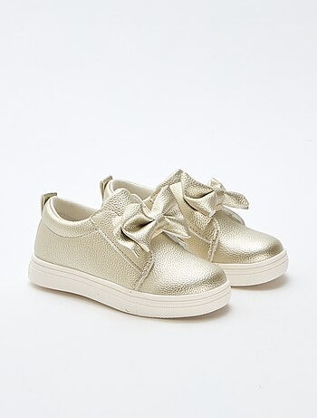 Chaussures dorées slip-on / sans lacets avec nœuds fantaisies