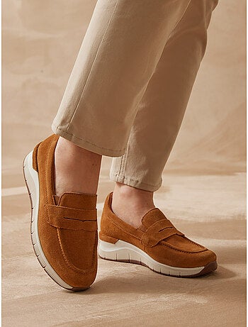 Chaussures élastiquées cuir velours - PEDICONFORT