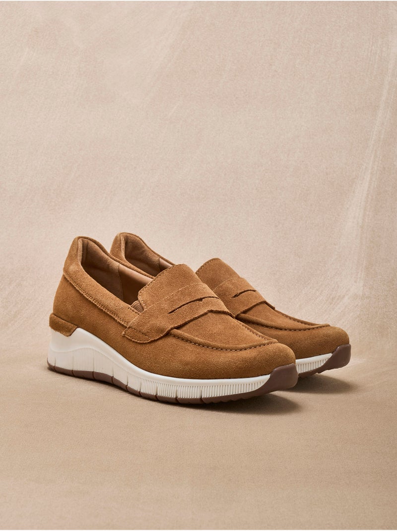 Chaussures élastiquées cuir velours - PEDICONFORT Marron - Kiabi