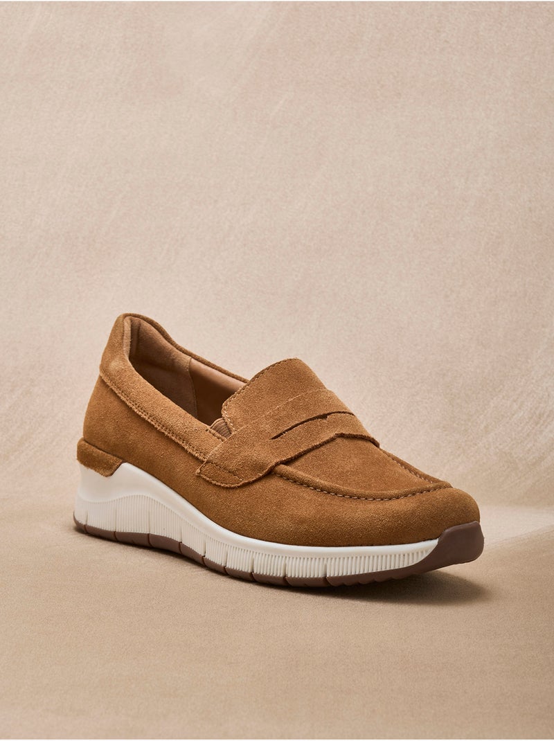 Chaussures élastiquées cuir velours - PEDICONFORT Marron - Kiabi