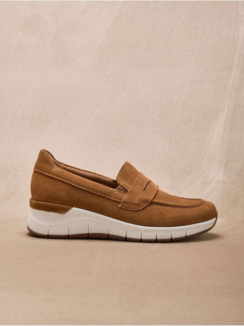 Chaussures élastiquées cuir velours - PEDICONFORT Marron - Kiabi