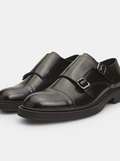 Chaussures élégantes en cuir avec doubles boucles BATA - Kiabi