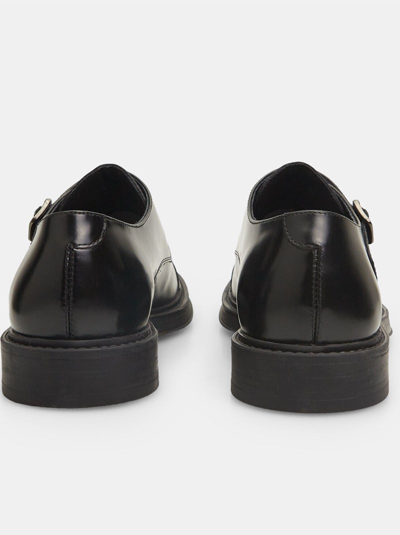 Chaussures élégantes en cuir avec doubles boucles BATA Noir - Kiabi