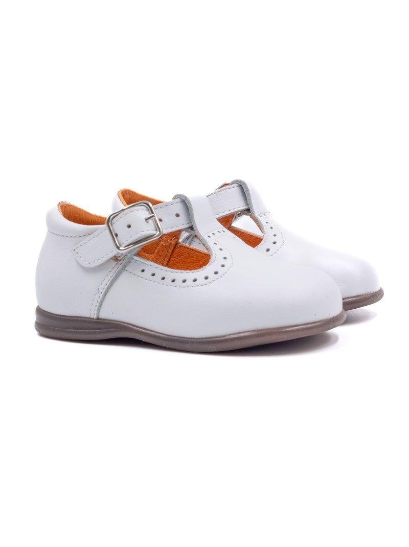 Chaussures en Cuir à Boucle - Boni Max Blanc - Kiabi