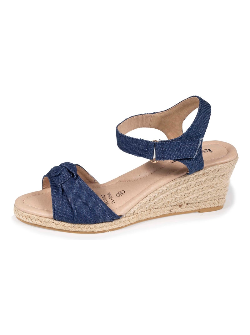 Chaussures Espadrilles à talon 6 cm et bout ouvert détail nœud Bleu Bleu - Kiabi