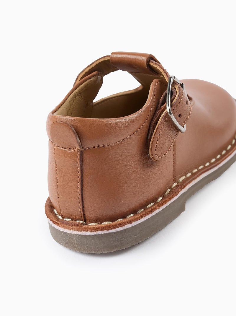 Chaussures Mary Jane en Cuir Beige foncé - Kiabi
