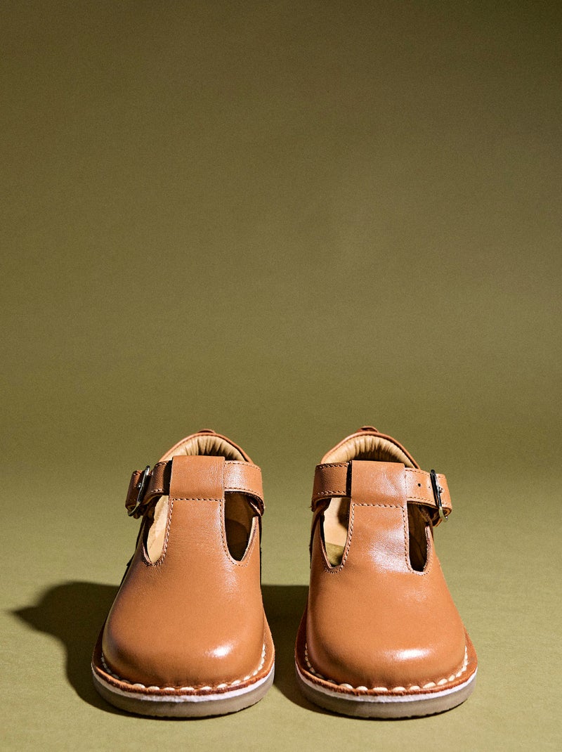 Chaussures Mary Jane en Cuir Beige foncé - Kiabi