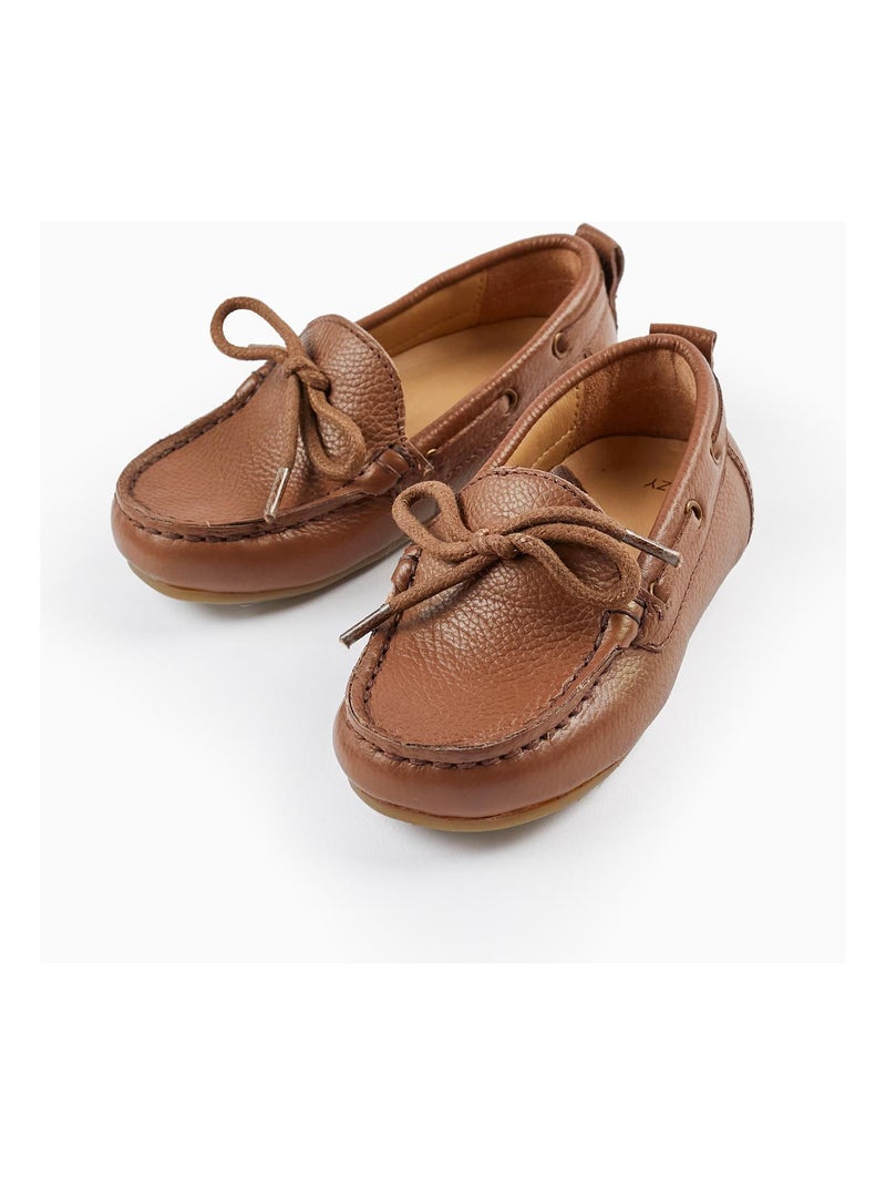 Chaussures Mocassins en Cuir avec Lacets pour Bébé Garçon  CÉRÉMONIE Beige foncé - Kiabi