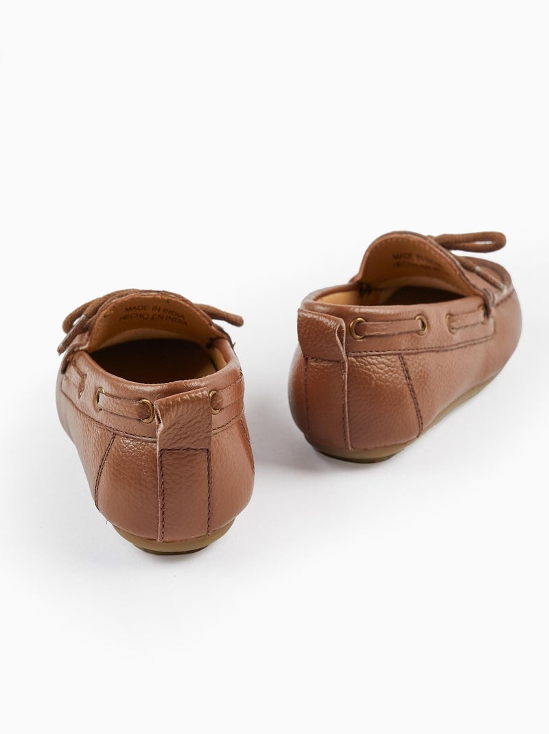 Chaussures Mocassins en Cuir avec Lacets pour Bébé Garçon  CÉRÉMONIE Beige foncé - Kiabi