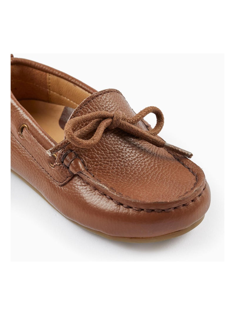 Chaussures Mocassins en Cuir avec Lacets pour Bébé Garçon  CÉRÉMONIE Beige foncé - Kiabi