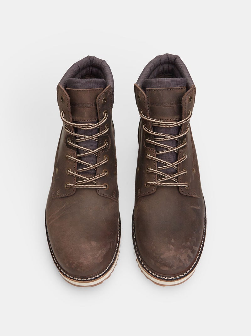 Chaussures montantes en cuir Weinbrenner BATA Marron - Kiabi