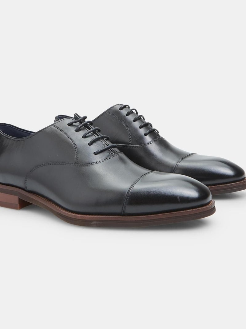 Chaussures Oxford en cuir lisse BATA Noir - Kiabi