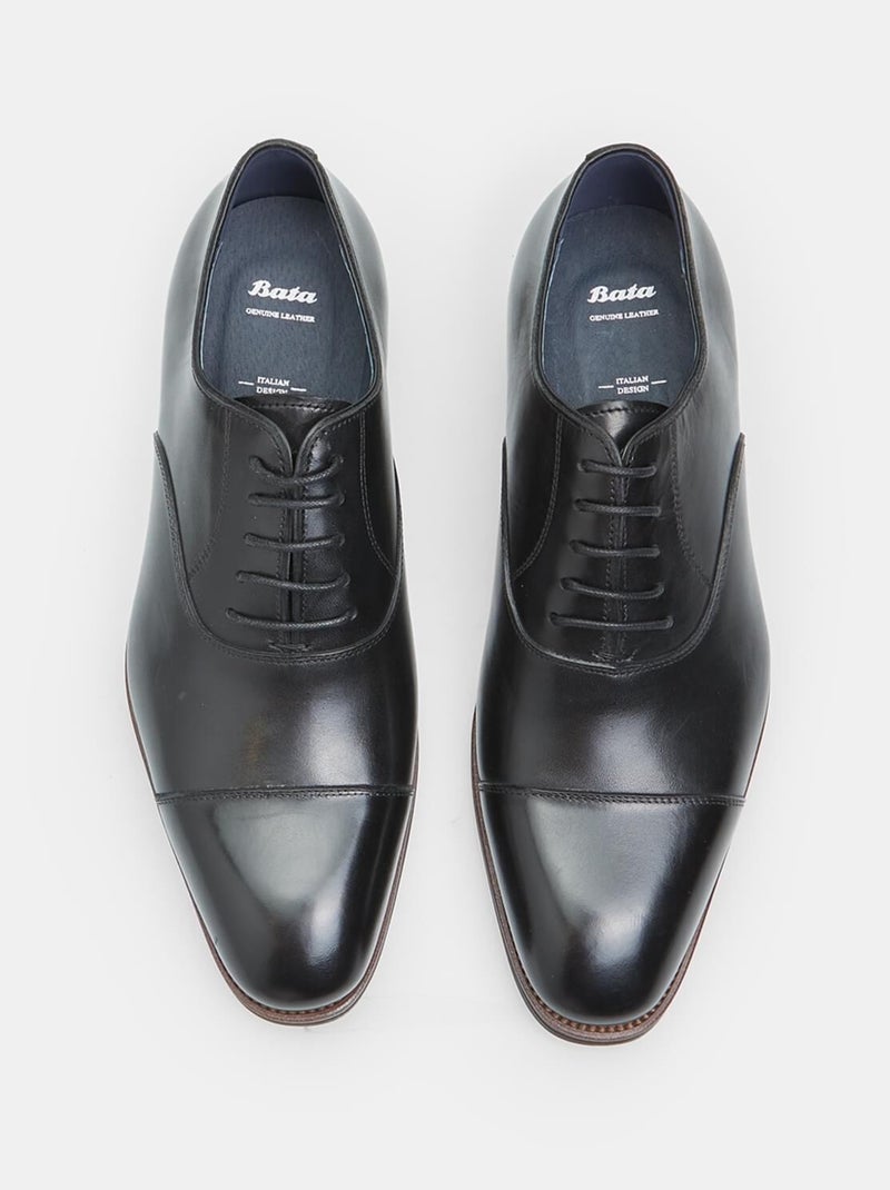 Chaussures Oxford en cuir lisse BATA Noir - Kiabi