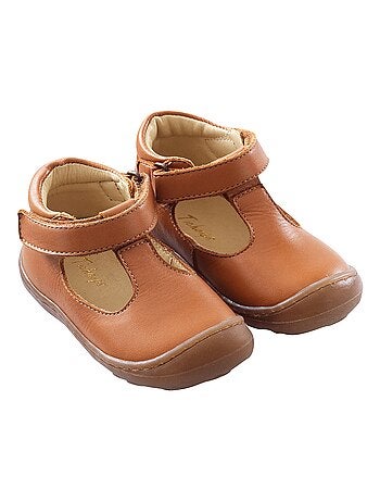 Chaussures premiers pas cuir Poppy camel - Kiabi
