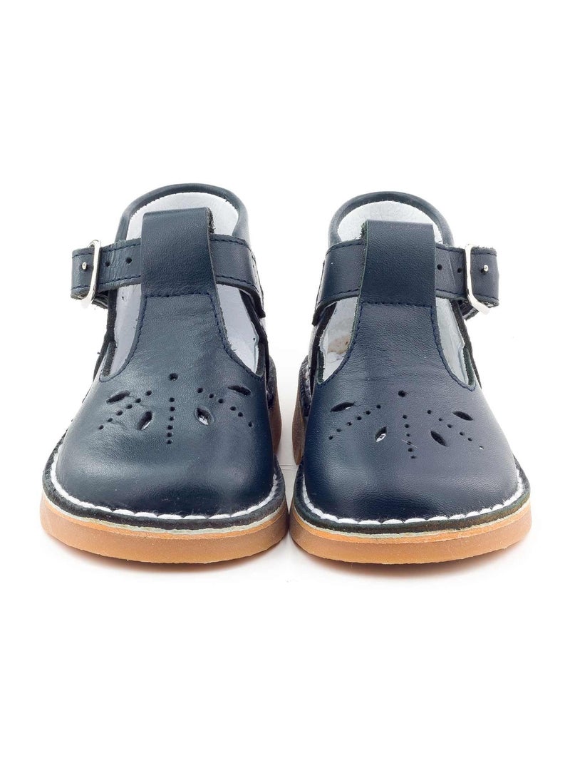 Chaussures Premiers-Pas en Cuir - Boni Mini-Henry Bleu marine - Kiabi