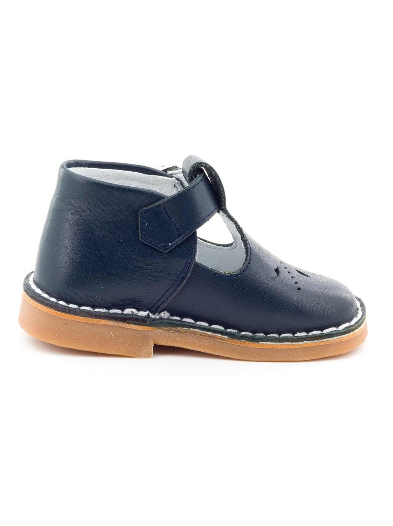 Chaussures Premiers-Pas en Cuir - Boni Mini-Henry Bleu marine - Kiabi