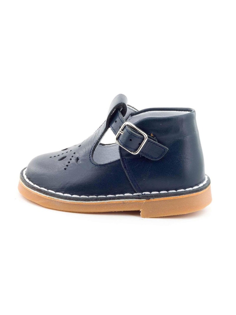 Chaussures Premiers-Pas en Cuir - Boni Mini-Henry Bleu marine - Kiabi