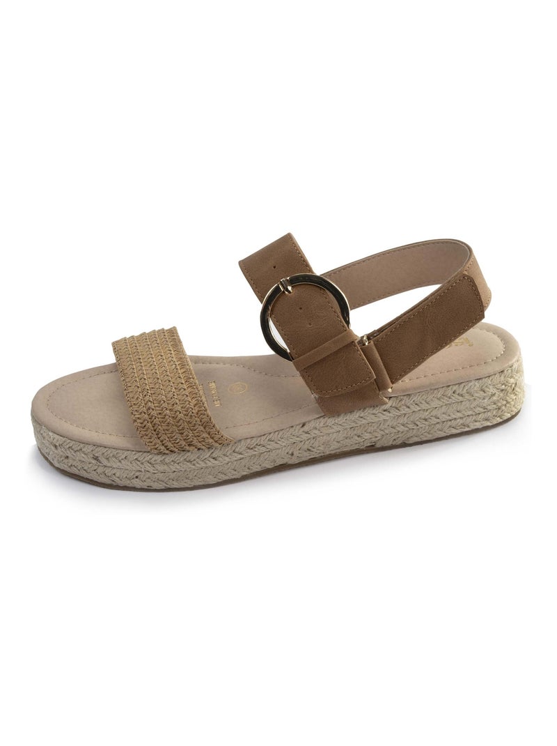 Chaussures Sandales à talon compensé de 3,5 cm, très confortable Camel - Kiabi