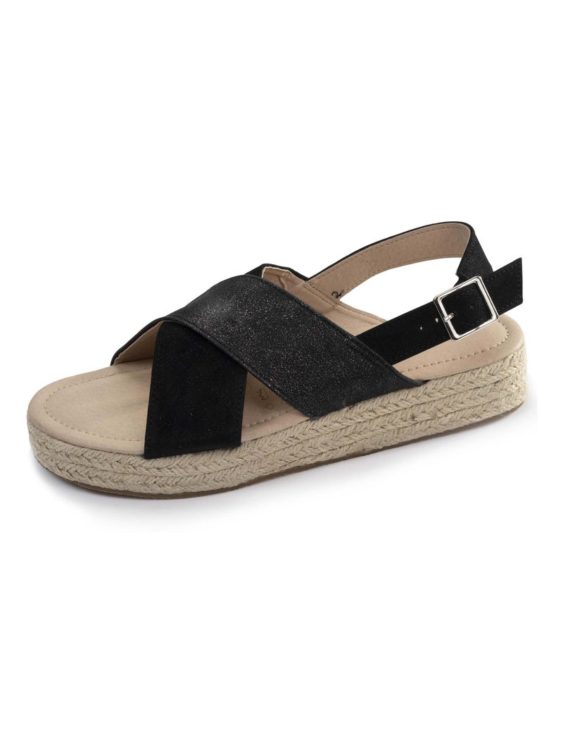 Chaussures Sandales à talon compensé de 3,5 cm, très confortable Noir - Kiabi