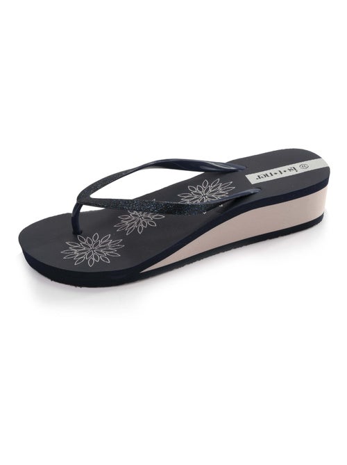 Chaussures Tongs à talon de 4 cm et semelle imprimée - Kiabi
