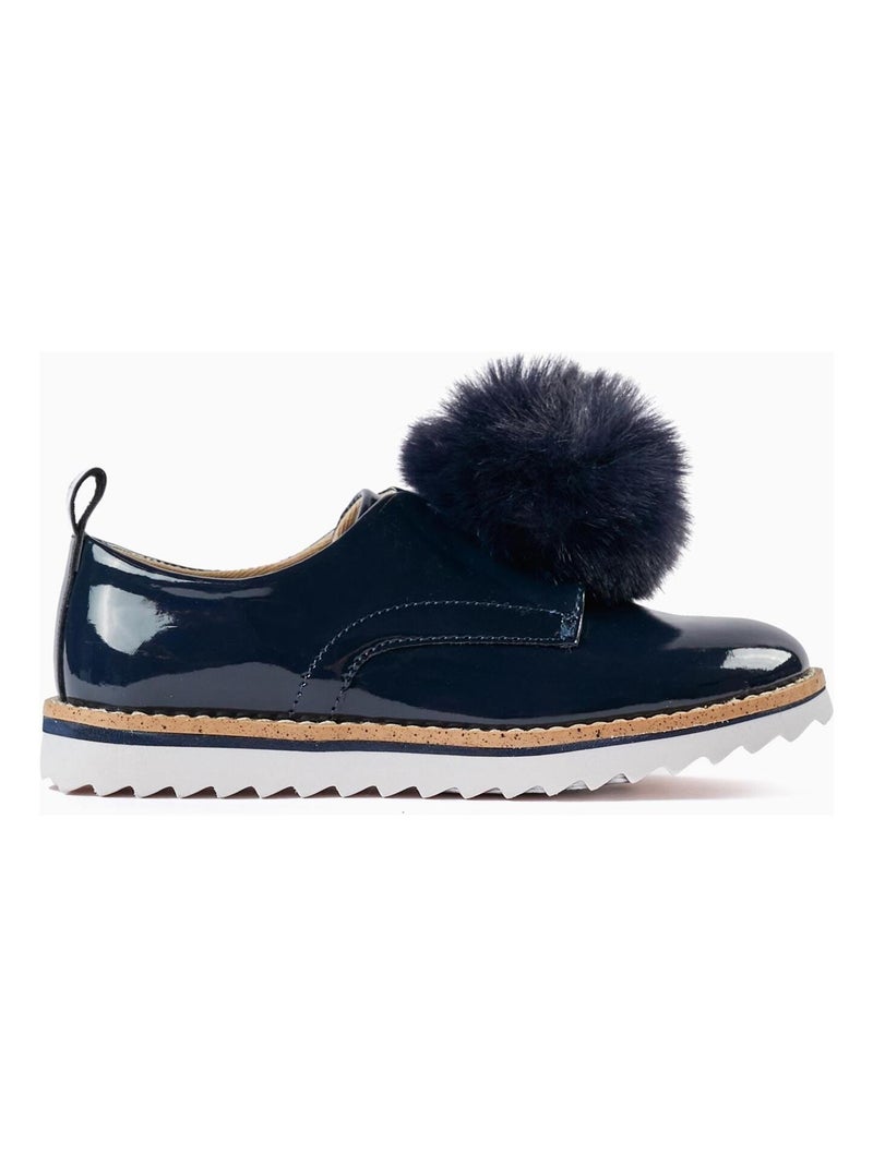 Chaussures vernies avec pompon pour fille   NOËL Bleu foncé - Kiabi