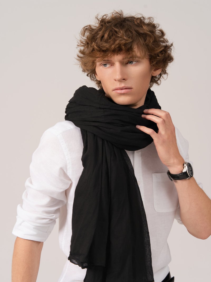 Chèche Coton Touareg - 110 x 300 cm Noir - Kiabi