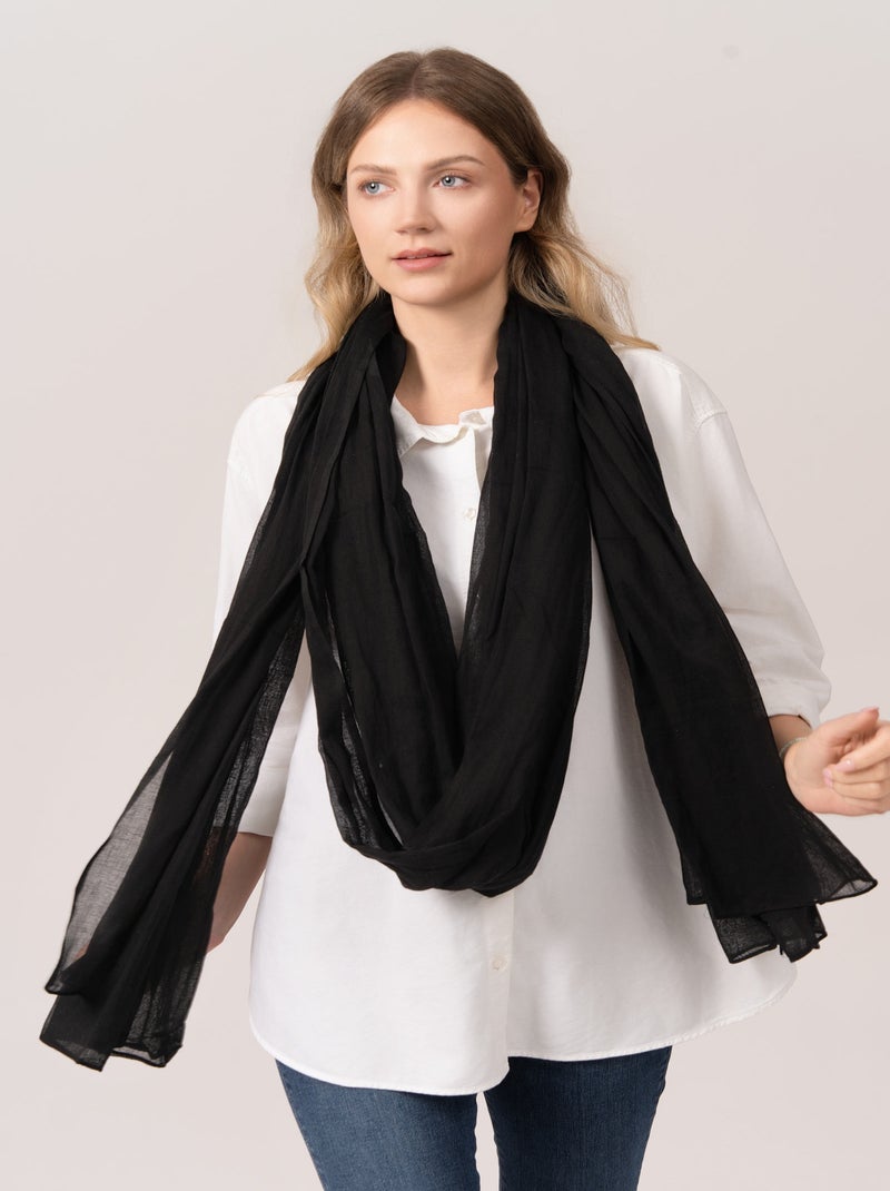 Chèche Coton Touareg - 110 x 300 cm Noir - Kiabi