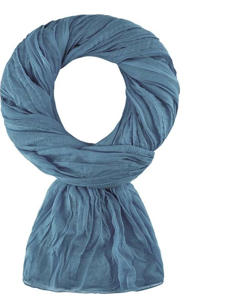 Chèche coton Uni Bleu ardoise - Kiabi