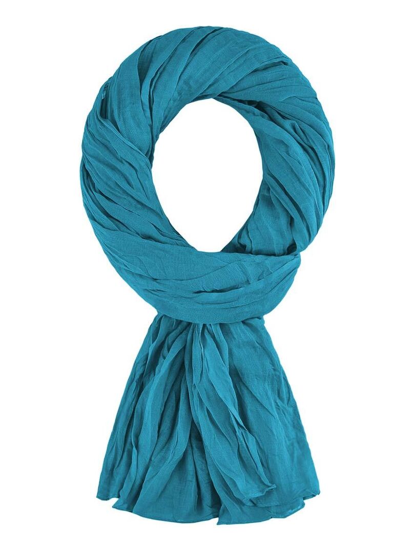 Chèche Coton Uni Vert (Bleu Canard) - Marque CLJ Charles Le Jeune - 80x160 Cm - Neuf Avec Étiquette