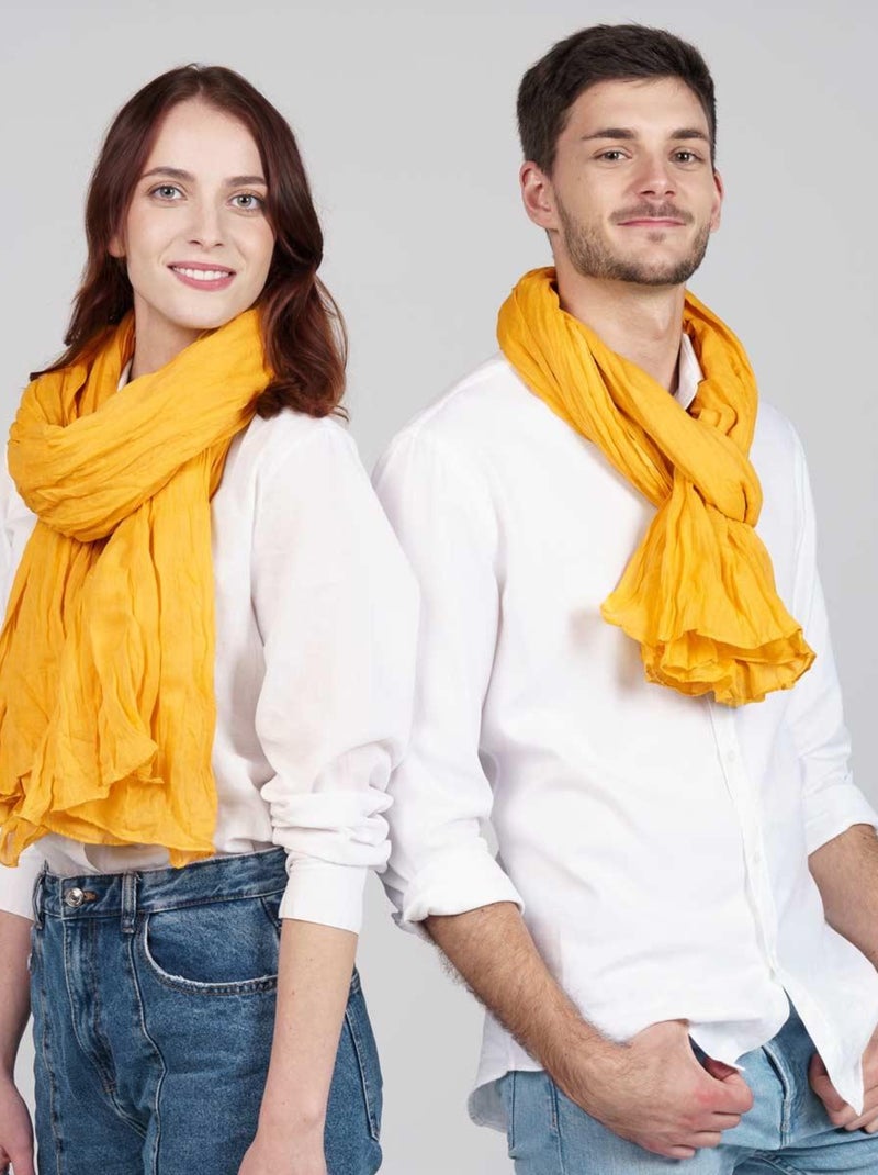 Chèche coton Uni Jaune moutarde - Kiabi