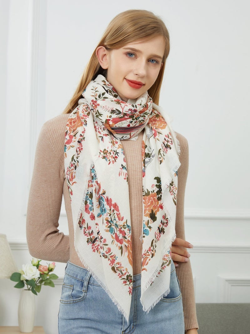 Chèche Flowers Blanc - Kiabi